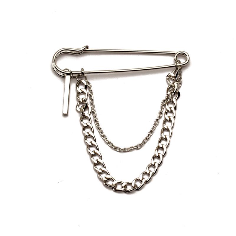 Korean Harajuku Style Metal Chain Brooch – Trendy Hip Hop Street Fashion Accessory for Men and Women