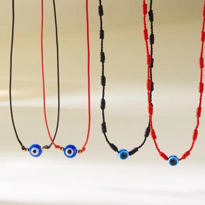 Minimalistische Glücksbringer Rotes Seil Auge Anhänger Halsketten für Damen Herren Türkische Blaue Böser Blick Halsketten Party Schmuck Geschenke