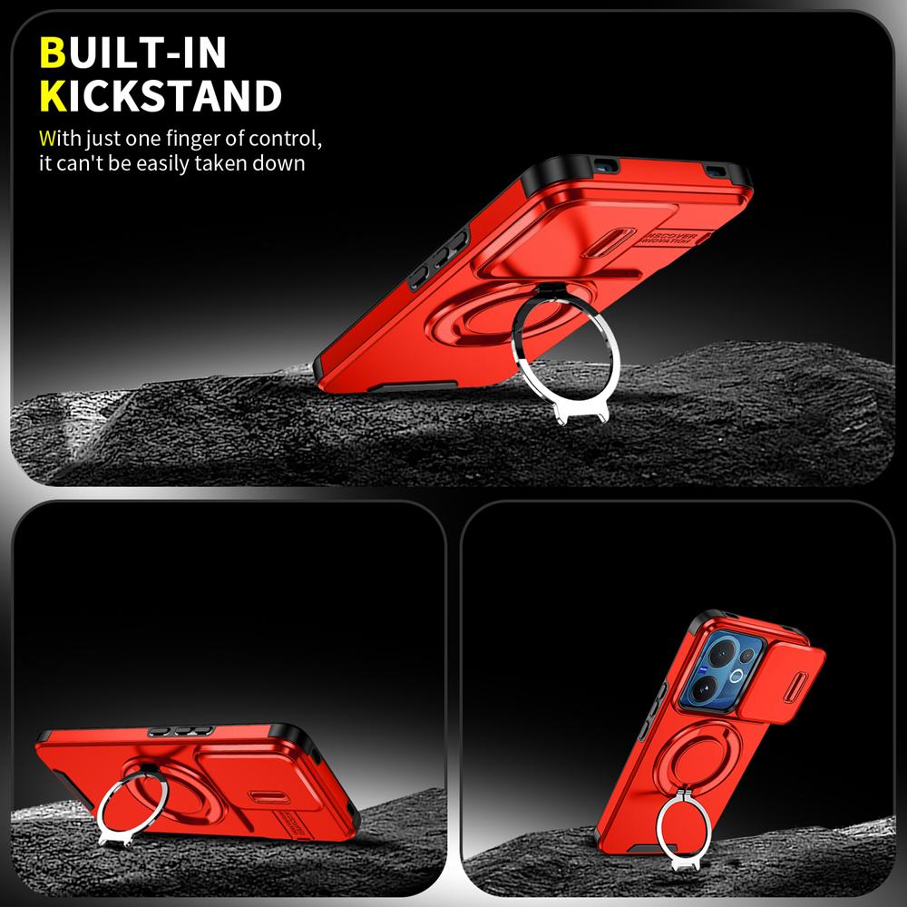 KEYSION 360° drehbarer Ringständer Handyhülle für VIVO V60 5G Schiebkamera-Schutz Magnetische stoßfeste Rückseite für VIVO V60