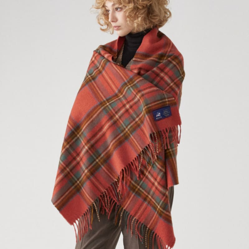 ABRAHAM MOON Merino Wool Shawl 70cm - Antique Royal Stuart