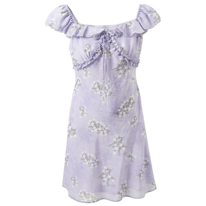 Ruffle Print A-Line Mini Dress
