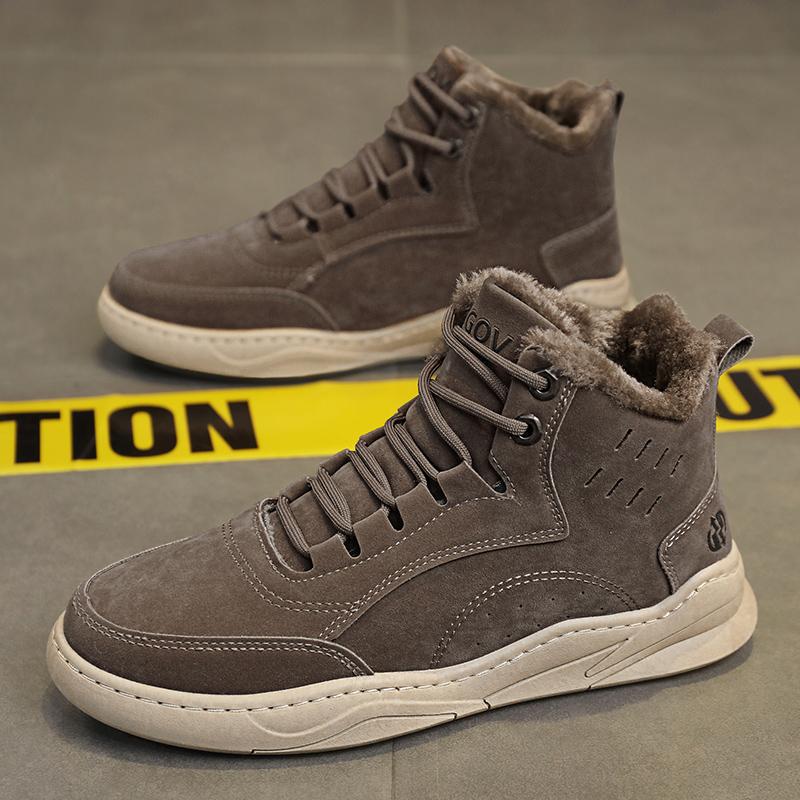 

Мужская теплая хлопковая обувь для осени и зимы, повседневная спортивная обувь, нескользящие зимние ботинки 45 хаки