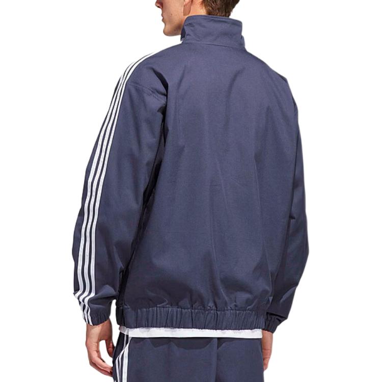 Adidas Originals Sports Casual Woven Stand Collar Striped Jacket Men Jackets KS8221