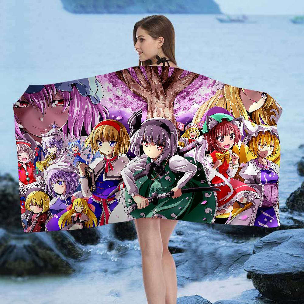 Classic T-Touhou P-Project Anime Beach Swimming Towel Soft Absorbent Washcloth Children's Gifts For Kids Travel Camping Gym