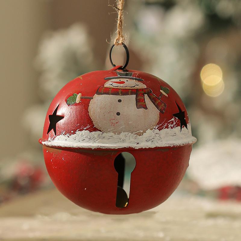 1PC Santa Claus Bell Decoration Xmas Tree Ornaments Vintage Iron Pendant Creative Elk Snowman Hanging Ornament Christmas Bells