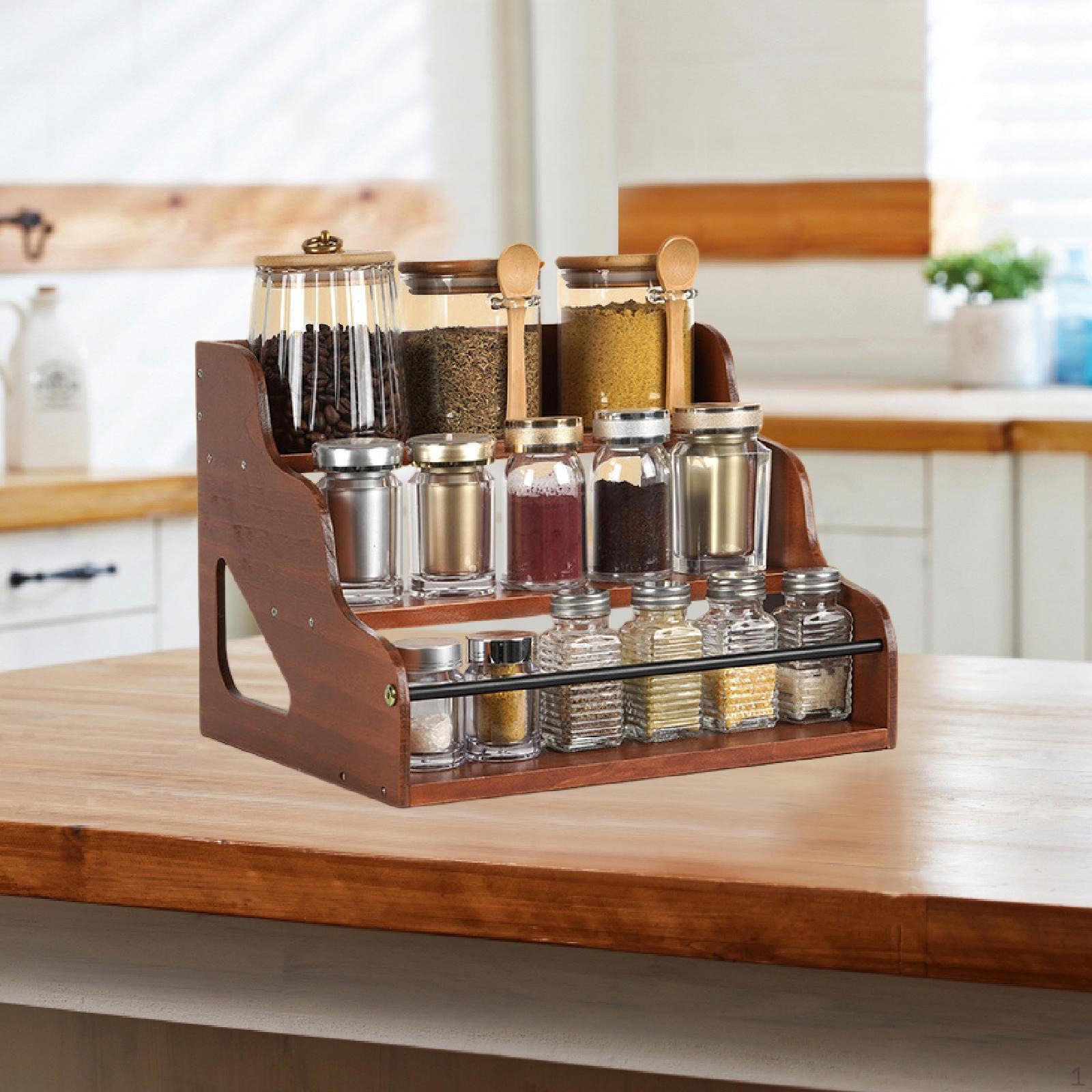 

Деревянная подставка-органайзер с 3 ярусами для специй, практичный многоярусный органайзер для парфюмерии для шкафа, для спальни