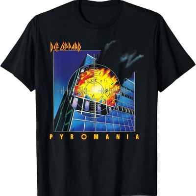 Def Leppard Pyromania T-Shirt - Unisex-Adults, Black, Small