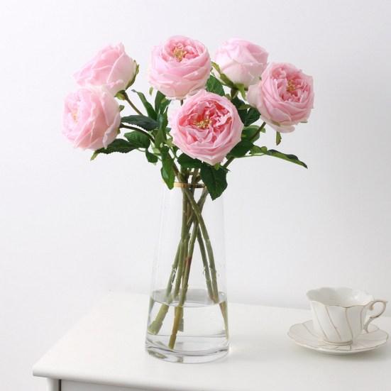 Realistic Vivid No Watering Not Withered Hemming Imitation Rose Faux Silk Rose Flower Wedding Garden Decoration