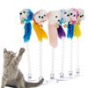 Juguete Interactivo para Gatos Muelle Ventosa Ratón Pluma Caña con Cascabel para Gatos de Interior Gatito Jugueteo Jugar