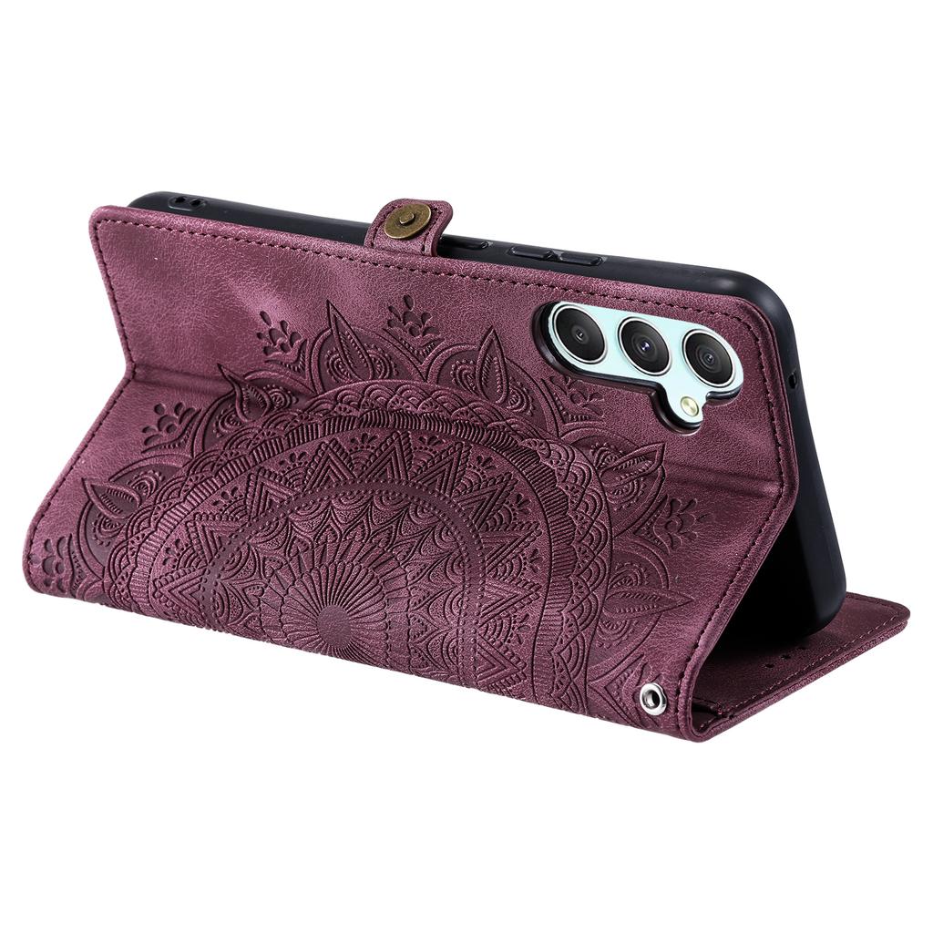 Style 016 For Samsung Galaxy A25 5G (Global) (161.0 x 76.5 x 8.3mm) Case Skin Feel Totem Imprinted Wallet Leather Phone Cover