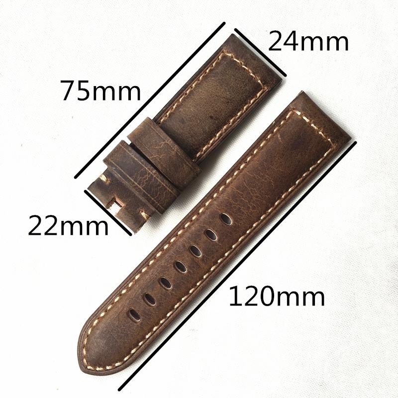 Pulseira de Relógio de Couro Genuíno Marrom Escuro Retro de Alta Qualidade 24mm Para PAM PAM111 PAM441 PAM914 Cinto de Pulseira