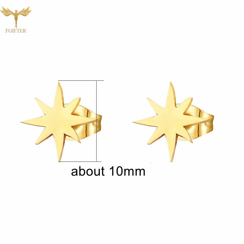 12 Paare Einfache Geometrische Ohrringe Großhandel Rund Quadratisch Stern Blitz 8 Stil Edelstahl Stecker Ohrringe Set Frau Zirkon