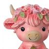 Pink Highland Cow Figurine Resin Highland Cow Statue Small Cute Cattle Sculpture for Garden Table Shelf Kitchen Home Decor