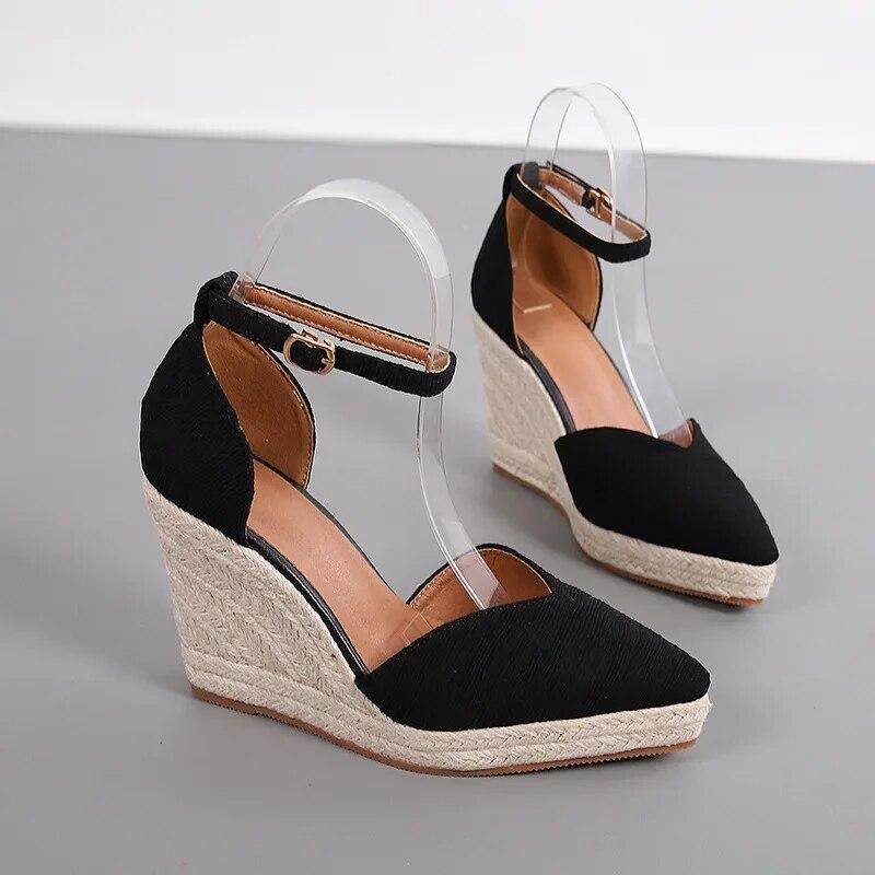 2024 Fashion High Heels Women Party Shoes Pointed Toe Elegant Ladies Wedges Shoes Brand Women Pumps Black Big Size 42