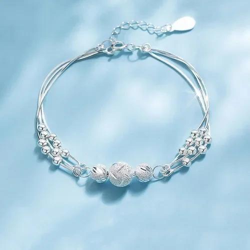 925 Silver Heart Shaped Necklace Bracelet Set for Women Vintage Korean Blue Crystal Bracelets Jewelry Set Party Jewelry