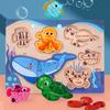 Children's Animal Matching Puzzle Building Block Early Education Puzzle Hand Grasping Board Assembly Inlaid Board Toy Combination