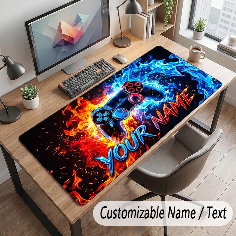 Game Controller Theme Customized Mouse Pad Personalized Print Name Text Desk Mat For Home Office Table Decor
