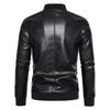 Men's Casual PU Leather Motorcycle Jacket with Stand Collar