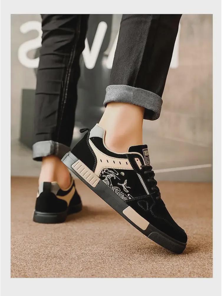 4647 Scarpe Casual da Uomo alla Moda Taglia Larga con Inserti in Camoscio - Calzature Sportive per Tutte le Stagioni