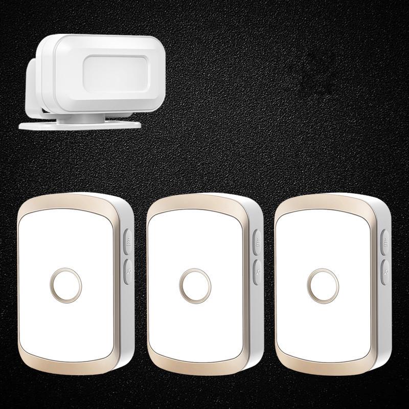 Welcome Door Sensor with Voice Alert & Shop Entry Chime Gold; 1 Sensor + 3 Receivers