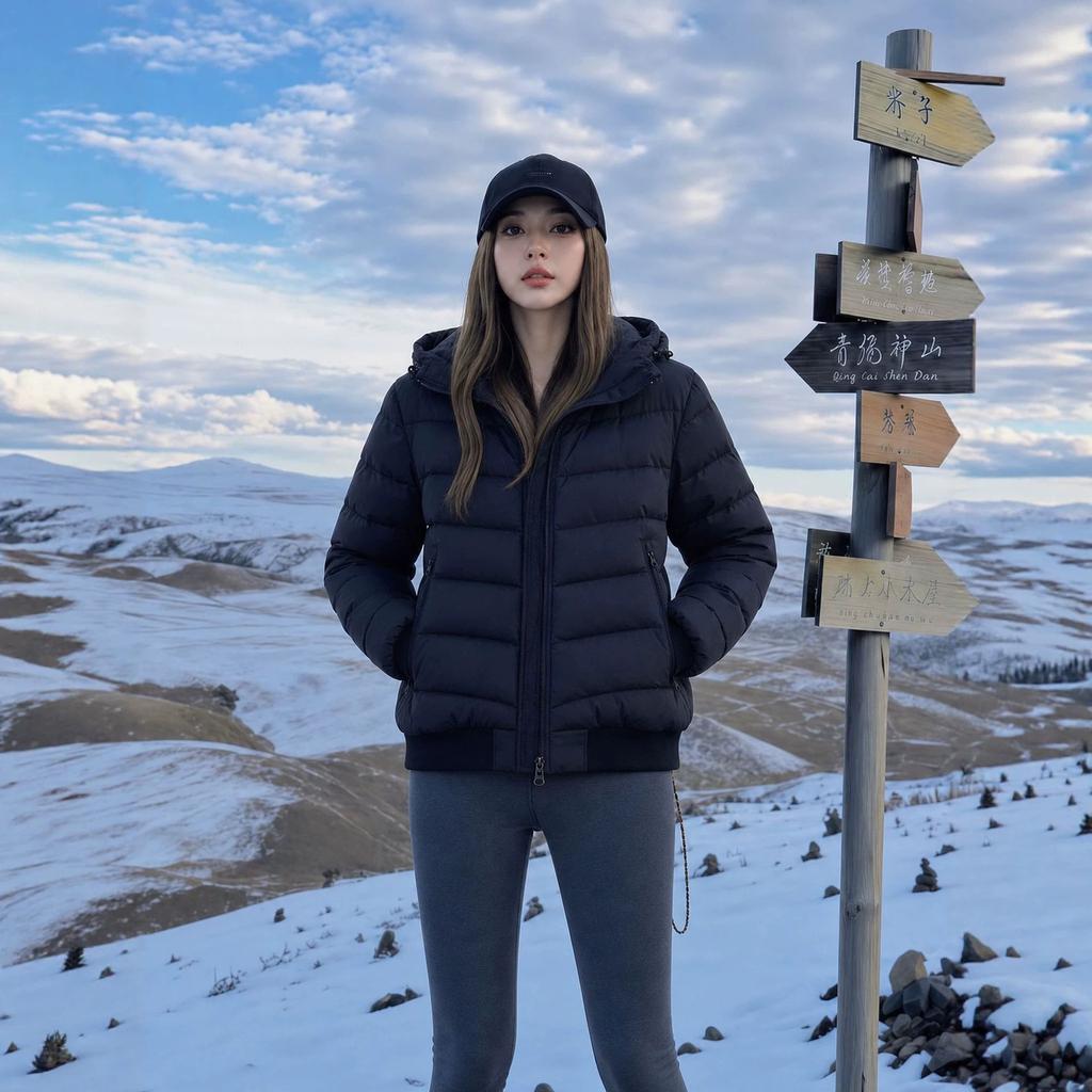 Winter new outdoor hooded ribs cotton coat women's high-end sense slim and thin cold-proof warm cotton-padded coat