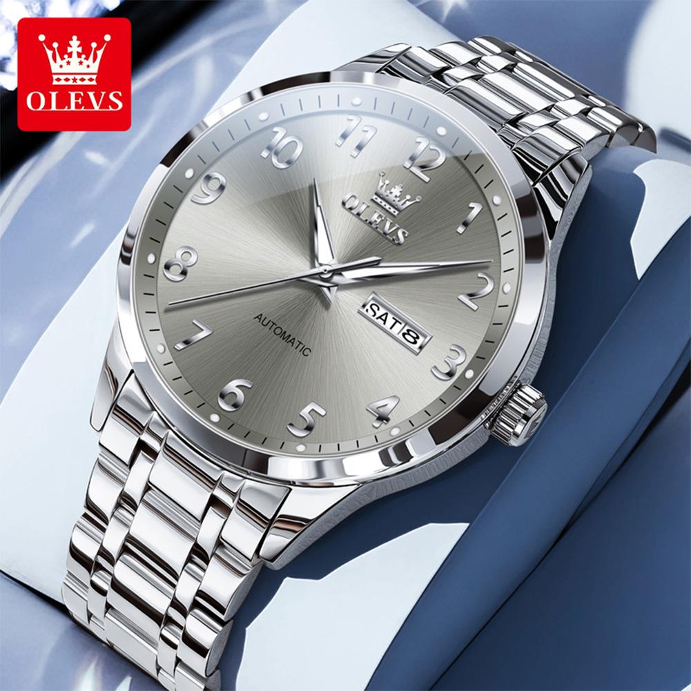 OLEVS 7078 Mens Watch Automatic Mechanical Watch Luxury Brand High Quality Original Stainless Steel Day Date Watches For Man New