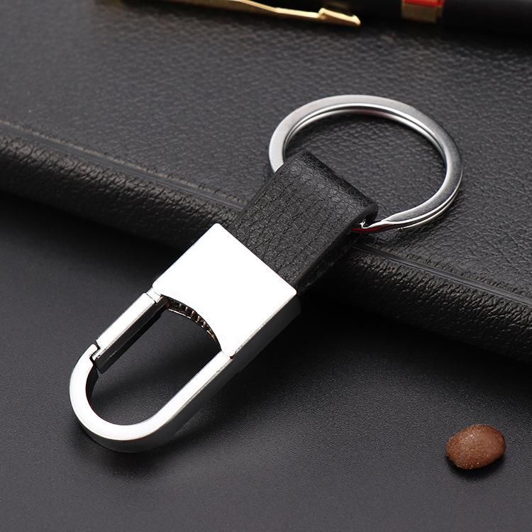 Men's Genuine Leather & Metal Car Keychain Pendant Gift