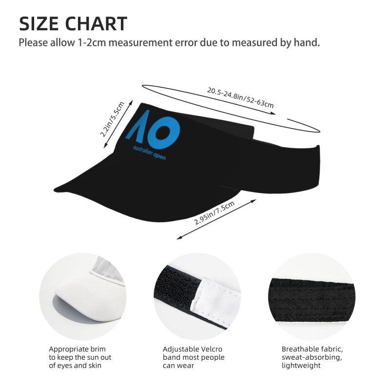 Australian Open AO Print Sun Visor Hats Adjustable Lightweight Sun Protection Sports Visor Hat for Sports Running Golf Tennis