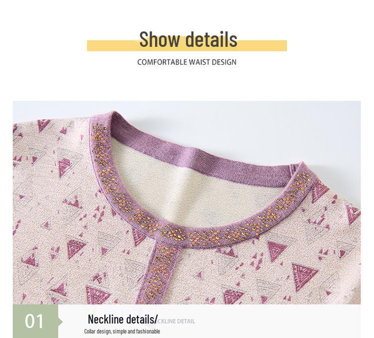 Spring 2026 Long-Sleeve Knit Top for Middle-Aged & Elderly Women