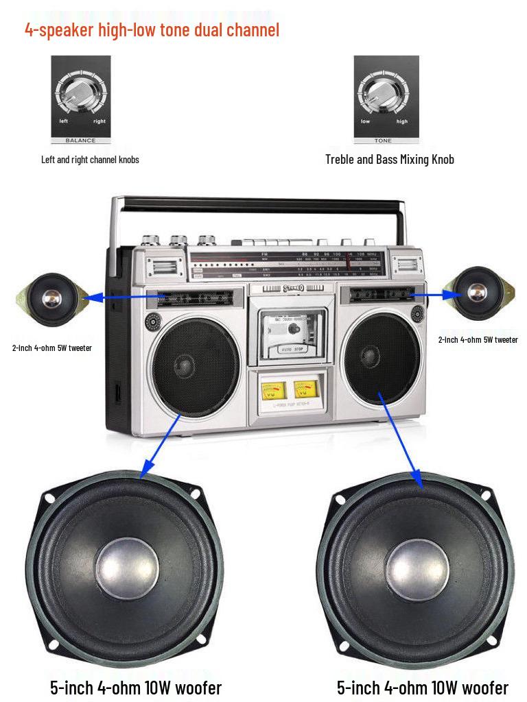 Retro Cassette Player & FM Bluetooth Speaker - Nostalgic Stereo Recorder for Outdoors