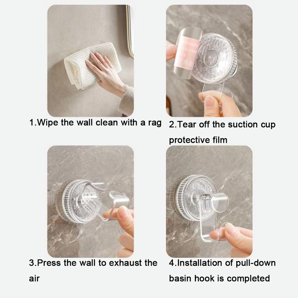 5Pcs Wall Mounted Suction Cup Hooks Waterproof Shower Hooks Practical Washbasin Hook  for Home