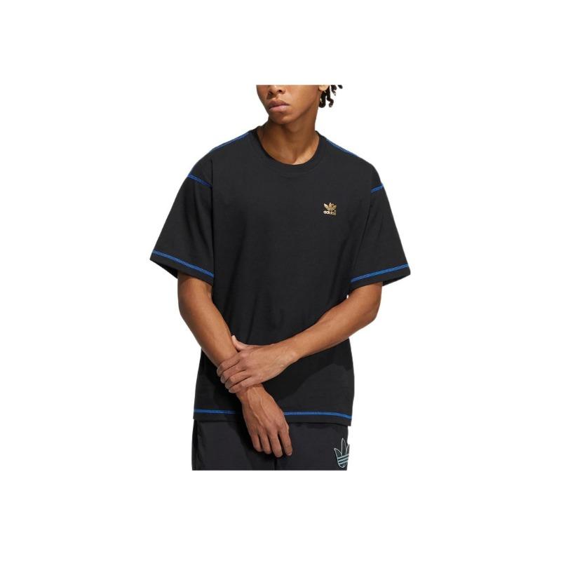 Adidas Originals Trefoil 50th Anniversary T-Shirt with Small Logo and Stripe Detail Unisex Tops Black HY4685