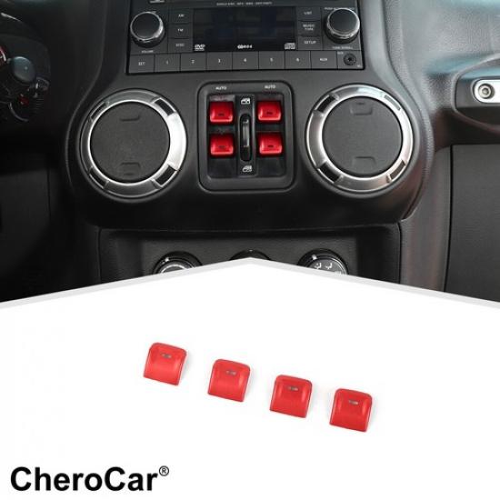 

4Pcs Window Lift Control Switch Button Cover Trim For Jeep Wrangler JK JKU 2012+