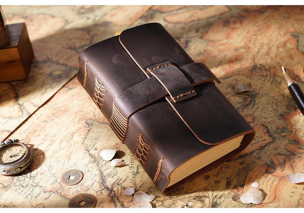 Retro Chinese-Style Cowhide Notebook: Thickened Diary & Notepad Gift