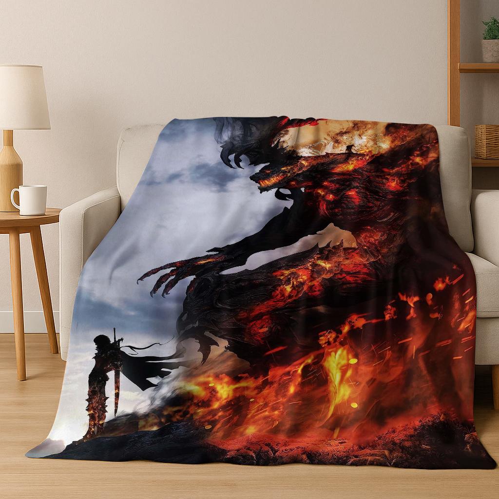 Cartoon Final Fantasy Sephiroth Cloud Tifa Game Flannel Blanket,Warm and Cozy Soft Throw Blanket for Home Bedroom Bed Sofa Kid