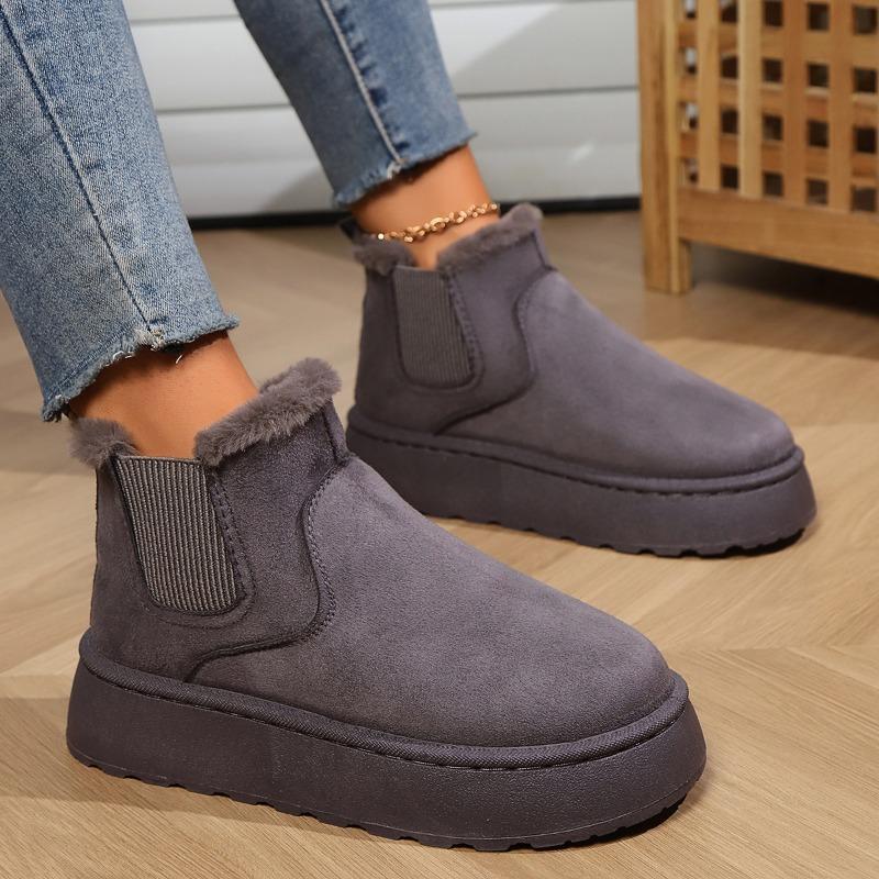 Large Size Velvet Round Head Foot Snow Boots Women's Cross-border 44 Thick-soled Elastic Band Velvet Cotton Shoes
