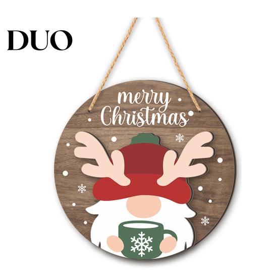 Festive Cartoon Santa Deer Ornaments Christmas Wooden Pendant, Decorative Reindeer/Santa Claus/Gnome Pattern Hanging Sign, Welcome Sign with