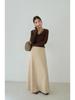 Koreanischer Stil Schwarzer texturierter High-Waist figurbetonter A-Linien-Strick-Midirock für Damen