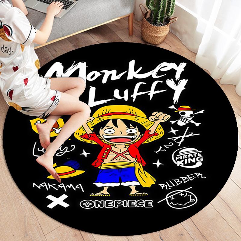 One Piece Anime Round Area Rug Carpet Rug For Living Room Bedroom Sofa Playroom Decor Nonslip Floor Mat