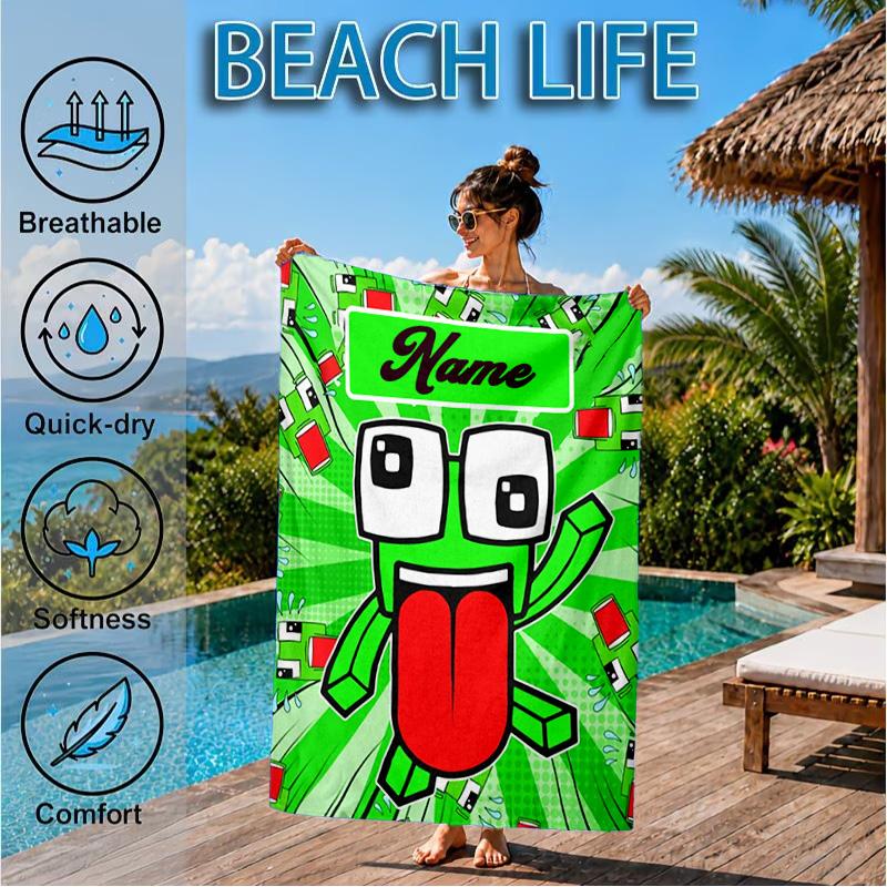 Custom Name Space Alien Un-speakable Beach Towel Microfiber Beach Towel, Lightweight and Quick-Dry, for Summer Travel, Swimming Pool Gift