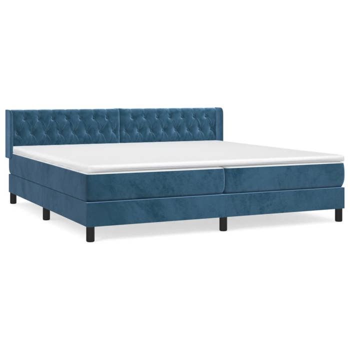 3131163 vidaXL Divan Bed and Mattress Dark Blue 200x200cm Velvet