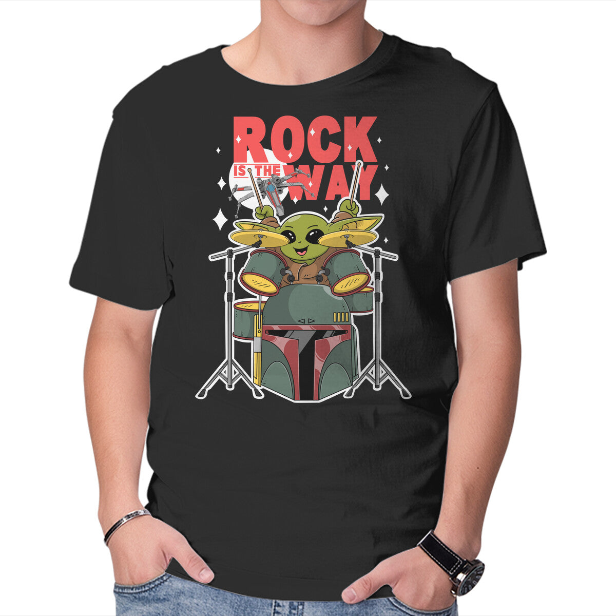 Unisex Crew Neck T-Shirt Baby Rock Is The Way Graphic Short Sleeve Casual Tee XXXL