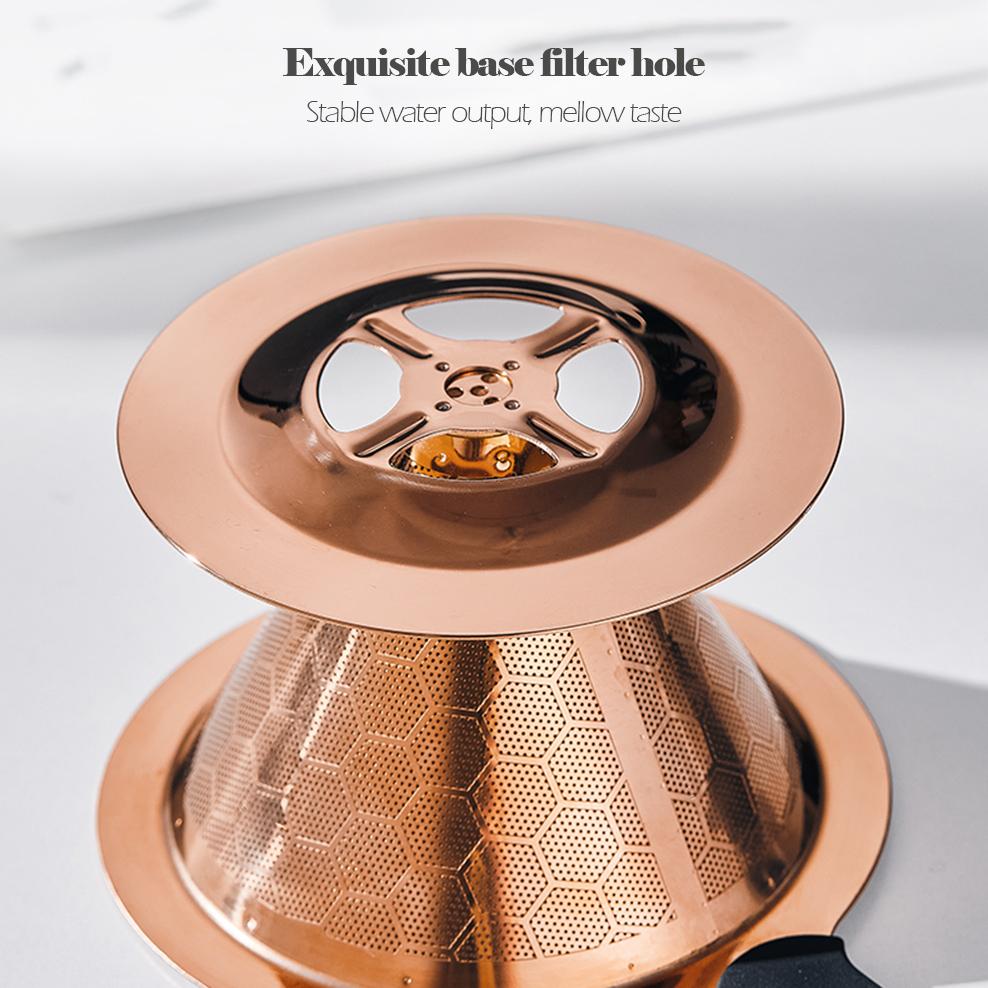 304 Stainless Steel coffee filter, 600 mesh double-Layer, Honeycomb filter bowl with base, Filter-free paper coffee strainer