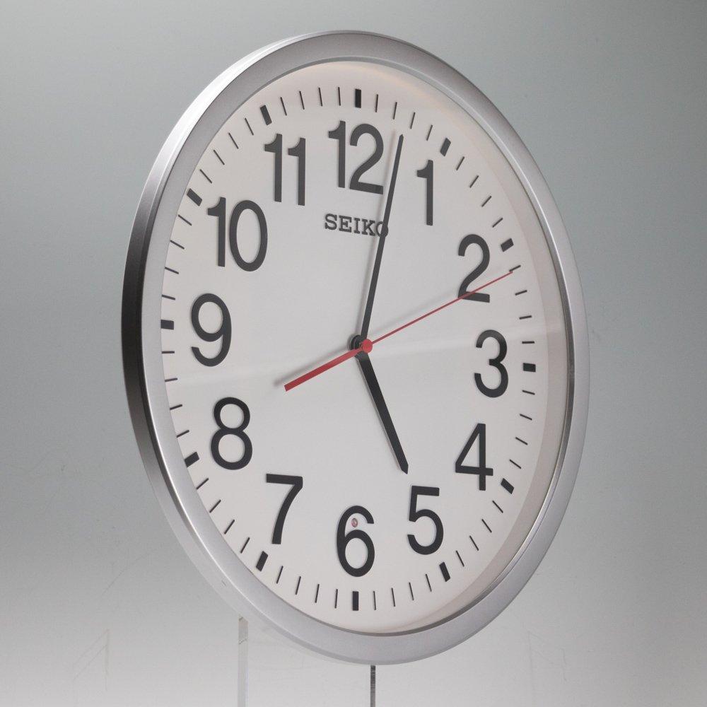 Seiko Clock KX229S Analog Wall Silver Metallic Office-Style Radio-Controlled Clock,