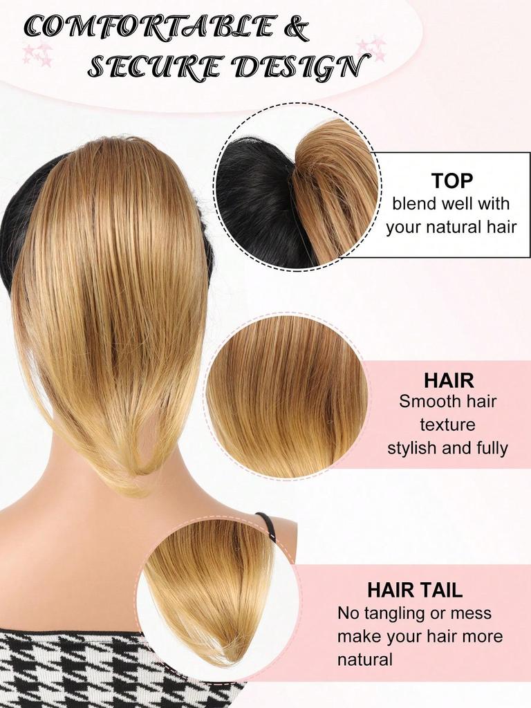 Syntetisk Kort Hårforlengelse med Snøring, 12 Tommer Rett Hårknute Hestehale Forlengelser Naturlig Falsk Hestehale Hårstykke For Kvinner