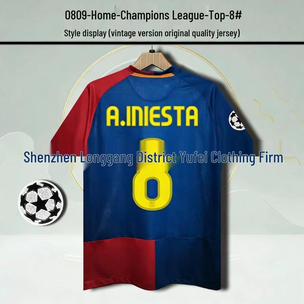 Barcelona Retro Trikot: Nein. 10 Messi, Nein. 9 Ronaldo, Nein. 10 Ronaldinho Gedenkausgabe