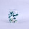 Luxury Double-Layer Glass Cup with Real Flowers and Quicksand Design