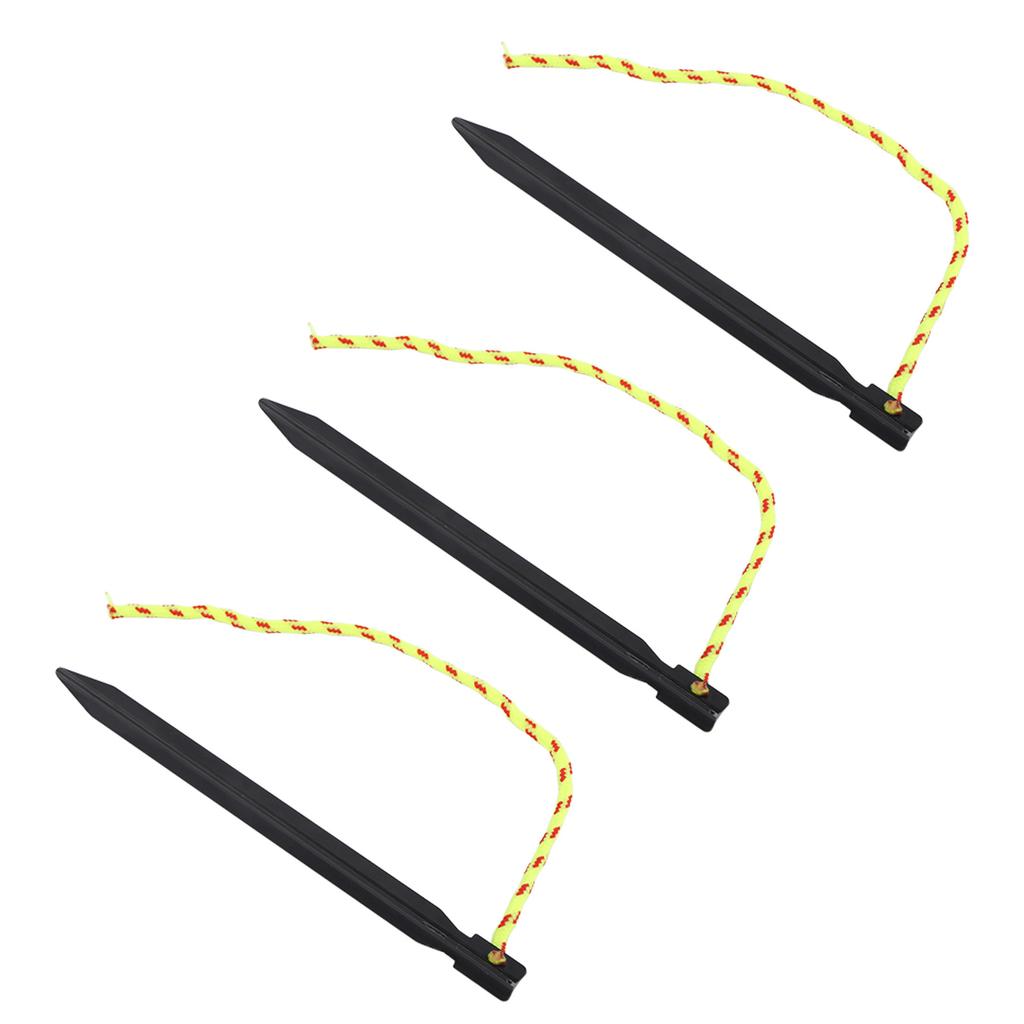 12PCS Tent Stakes Aluminum Alloy Three Edges Lightweight Tent Nail Ground Pegs with Pull Ropes for Backpacking Camping