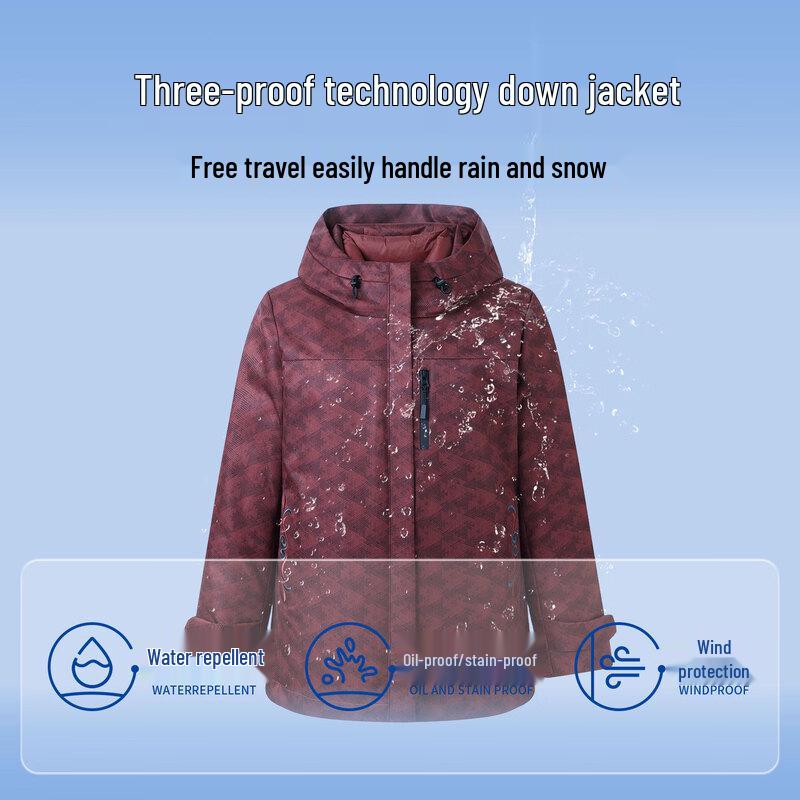 YAYA Women's 3-in-1 Detachable Hooded Down Jacket