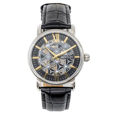 Klefer Men's Analogue Watch with Leather Strap, Hand-Wound, Bentley Silver, Black (BT-AM309-SV)